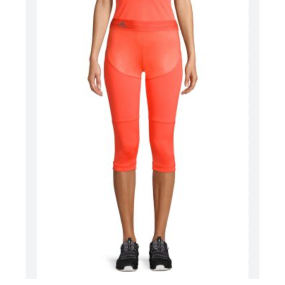 ADIDAS x Stella McCartney 3/4 Running Performance Leggings Hot Coral Sz XS - Picture 2 of 10